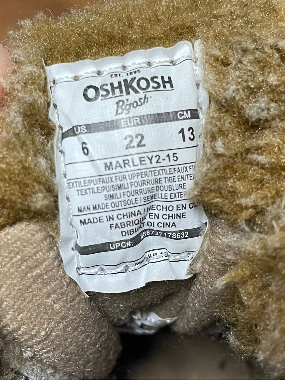 OshKosh B'gosh Brown & Orange Winter Boots Size 6
